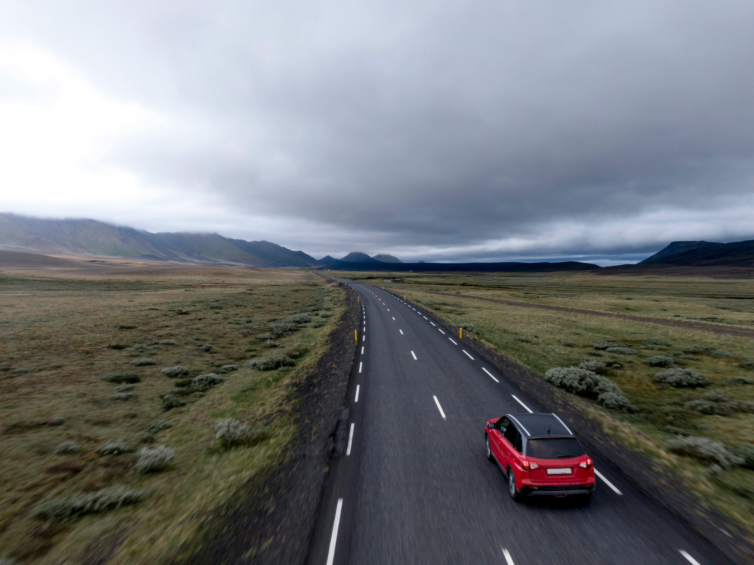 Car driving on an open road
